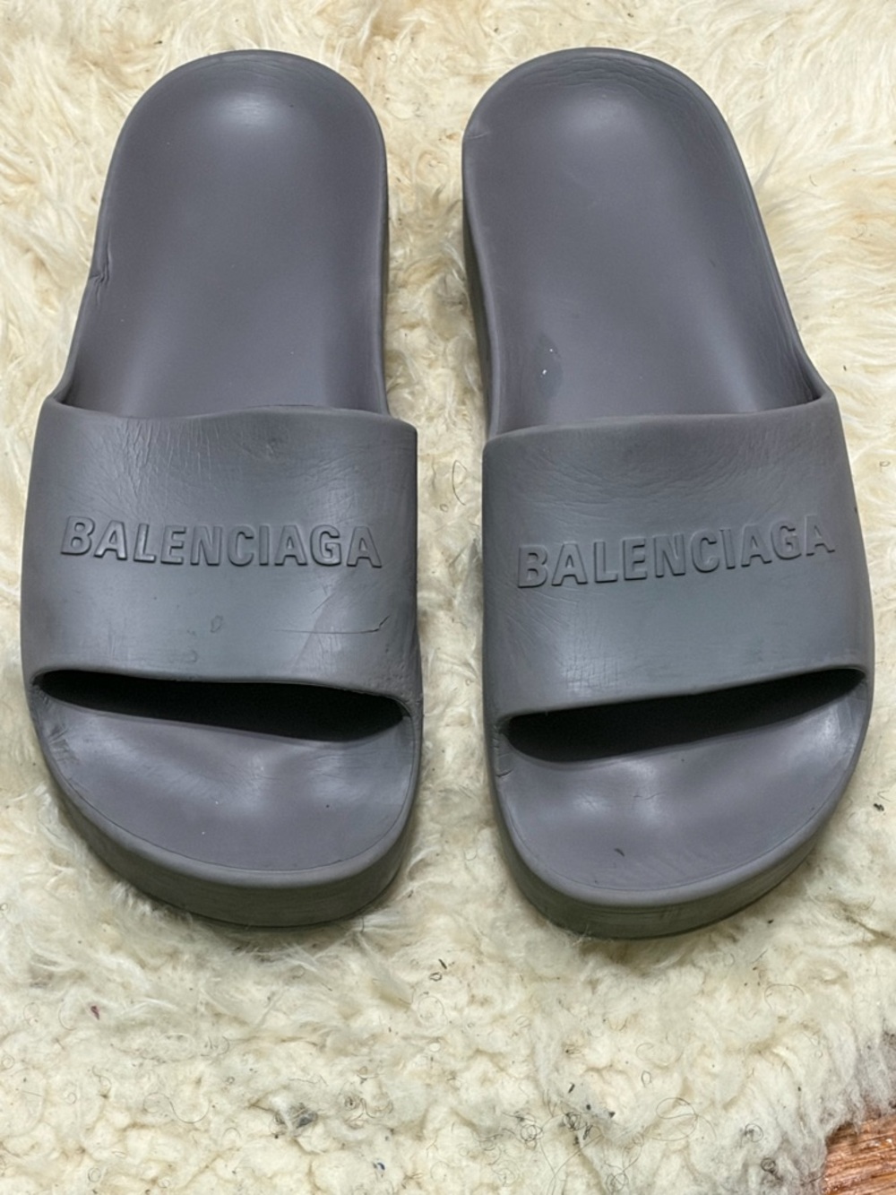 Balenciaga Logo Platform Slides Dark Gray Size 40/10 - Picture 5 of 16